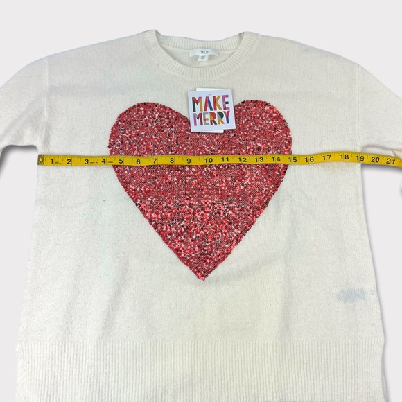 1901 Girls Sequin Heart Crewneck Sweater - Picture 3 of 5